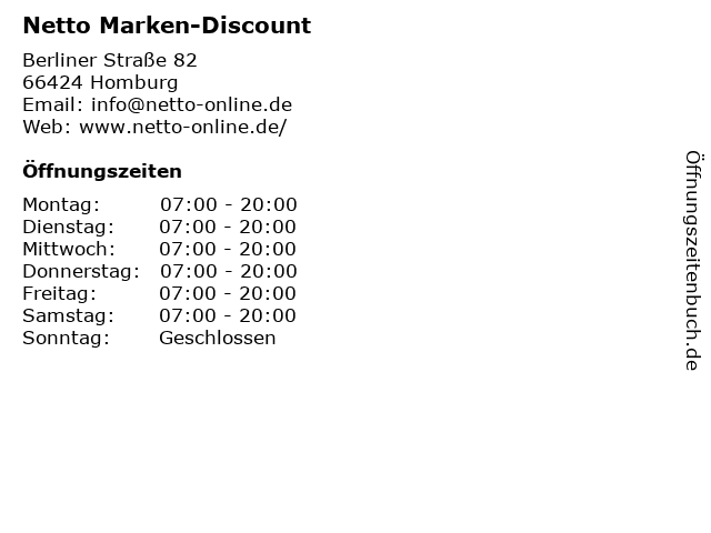 Netto Marken-Discount in Homburg: Adresse und Öffnungszeiten