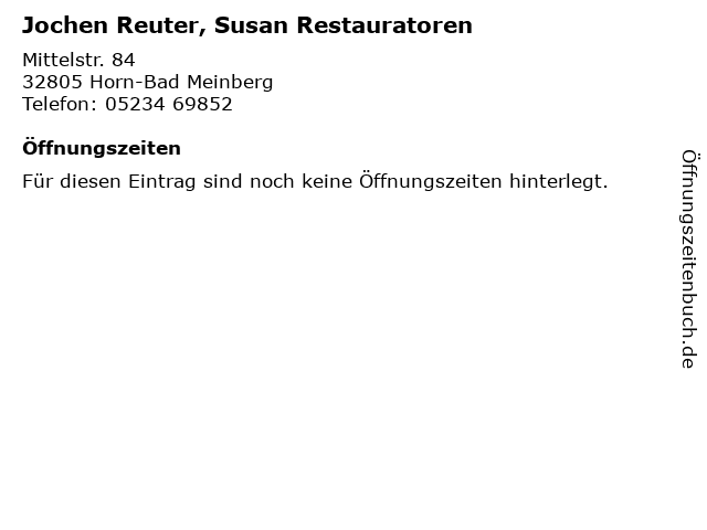 Jochen Reuter, Susan Restauratoren in Horn-Bad Meinberg: Adresse und Öffnungszeiten