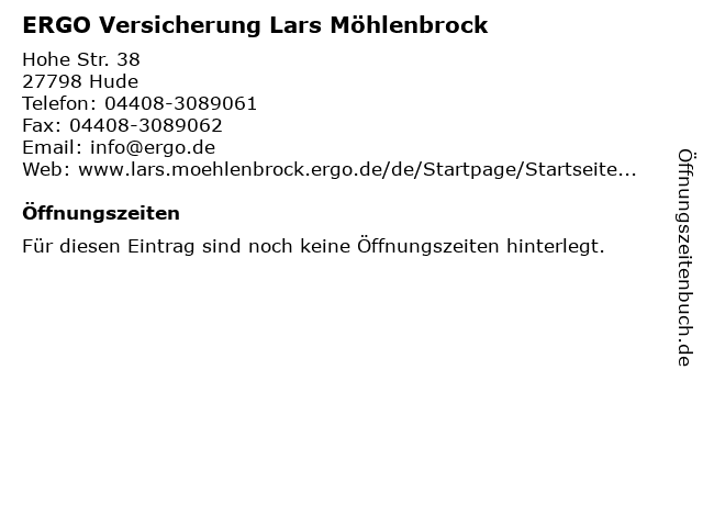 ERGO Versicherung Lars Möhlenbrock in Hude: Adresse und Öffnungszeiten