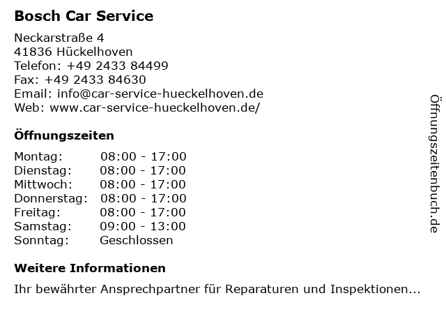 Bosch Car Service in Hückelhoven: Adresse und Öffnungszeiten