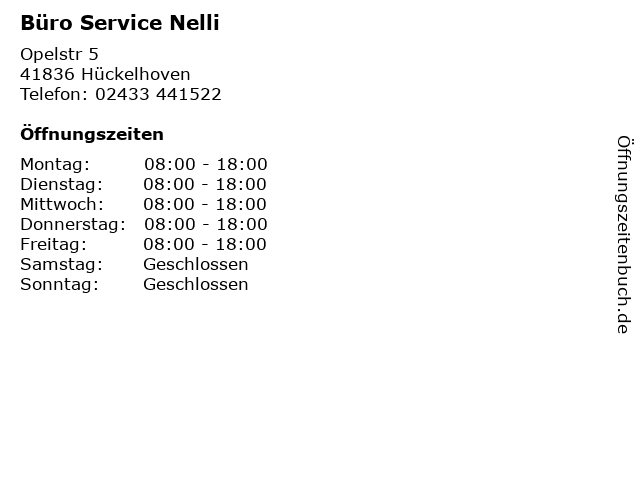 Büro Service Nelli in Hückelhoven: Adresse und Öffnungszeiten