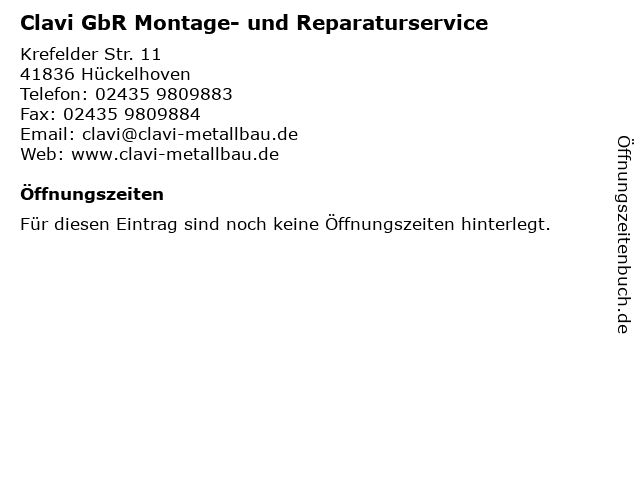 Clavi GbR Montage- und Reparaturservice in Hückelhoven: Adresse und Öffnungszeiten