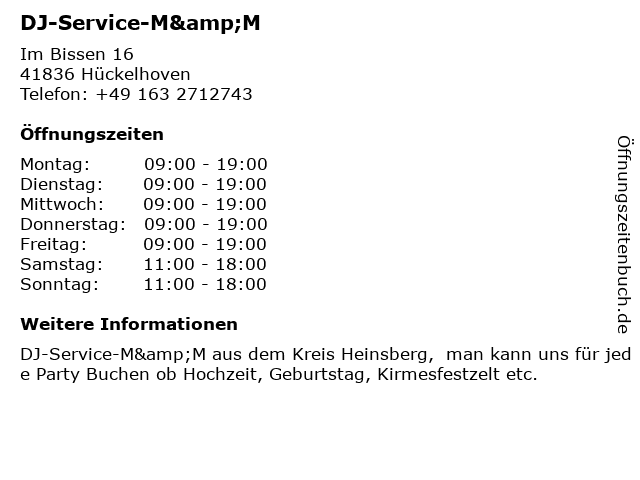 DJ-Service-M&M in Hückelhoven: Adresse und Öffnungszeiten