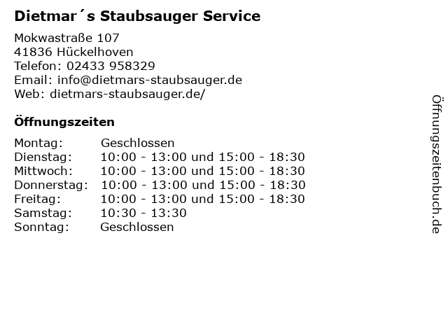 Dietmar´s Staubsauger Service in Hückelhoven: Adresse und Öffnungszeiten