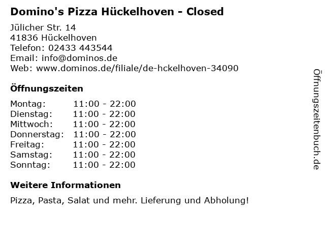 Domino's Pizza Hückelhoven in Hückelhoven: Adresse und Öffnungszeiten