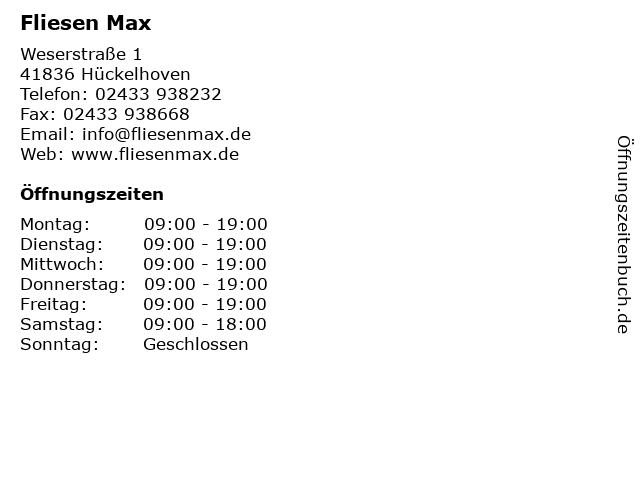 Fliesen Max in Hückelhoven: Adresse und Öffnungszeiten