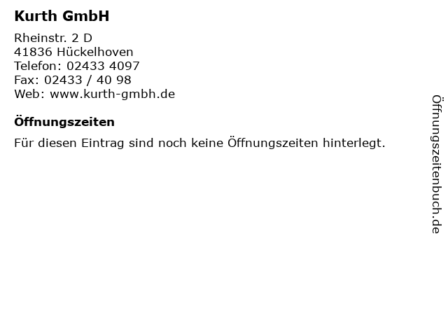 Kurth GmbH in Hückelhoven: Adresse und Öffnungszeiten