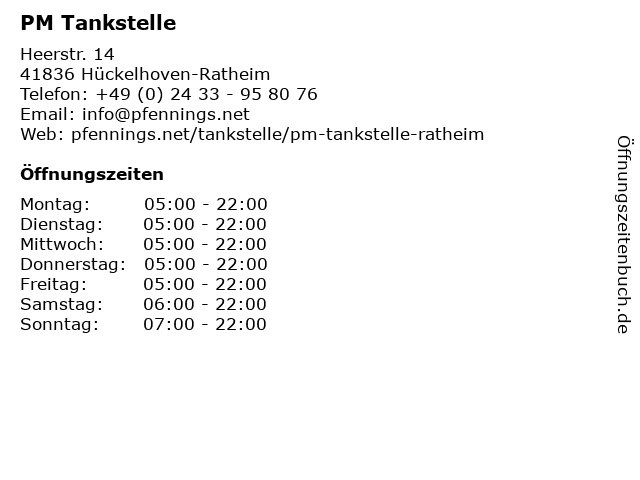 PM Tankstelle in Hückelhoven-Ratheim: Adresse und Öffnungszeiten