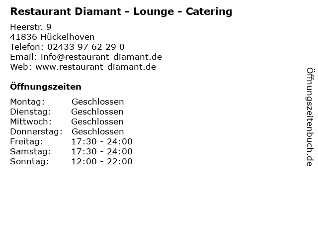 Restaurant Diamant - Lounge - Catering in Hückelhoven: Adresse und Öffnungszeiten