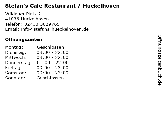 Stefan‘s Cafe Restaurant / Hückelhoven in Hückelhoven: Adresse und Öffnungszeiten