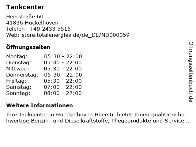 Tankcenter in Hückelhoven: Adresse und Öffnungszeiten