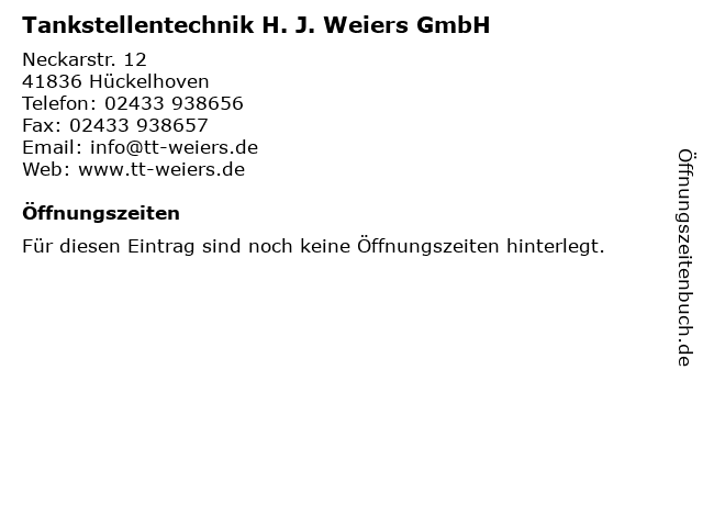 Tankstellentechnik H. J. Weiers GmbH in Hückelhoven: Adresse und Öffnungszeiten