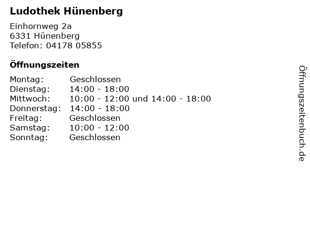 Ludothek Hünenberg in Hünenberg: Adresse und Öffnungszeiten