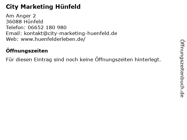 City Marketing Hünfeld in Hünfeld: Adresse und Öffnungszeiten