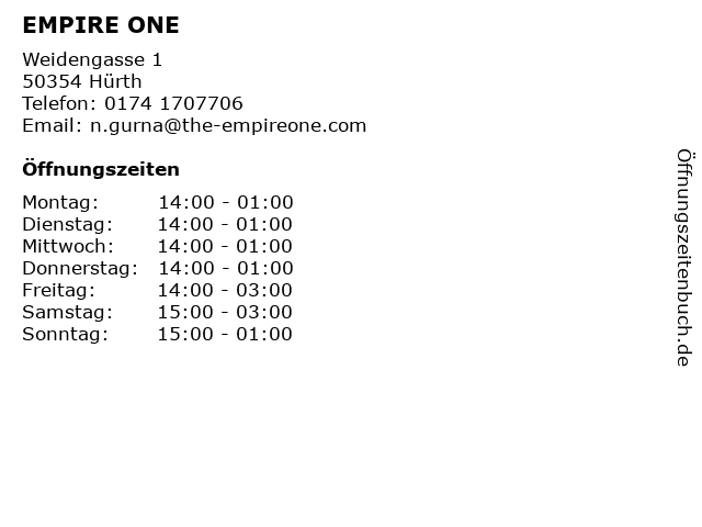 EMPIRE ONE in Hürth: Adresse und Öffnungszeiten
