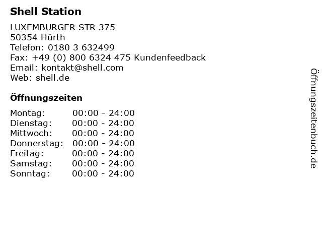 Shell Station in Hürth: Adresse und Öffnungszeiten