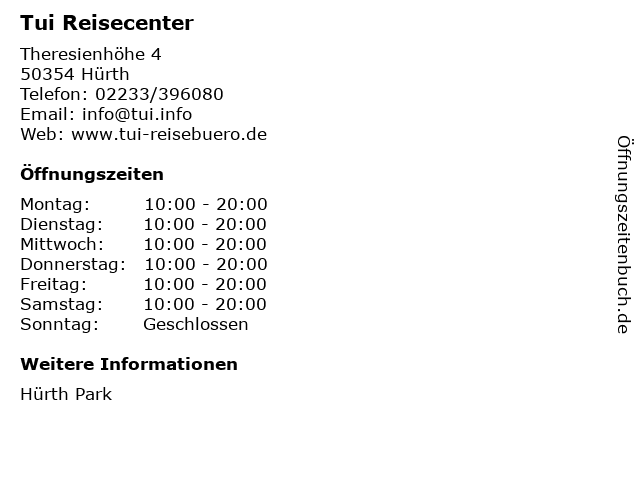 Tui Reisecenter in Hürth: Adresse und Öffnungszeiten