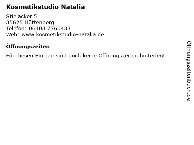 Kosmetikstudio Natalia in Hüttenberg: Adresse und Öffnungszeiten