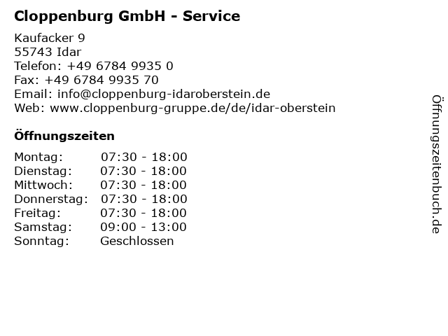Cloppenburg GmbH - Service in Idar: Adresse und Öffnungszeiten