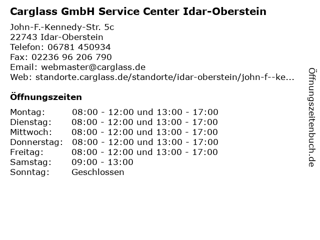 Carglass GmbH Service Center Idar-Oberstein in Idar-Oberstein: Adresse und Öffnungszeiten