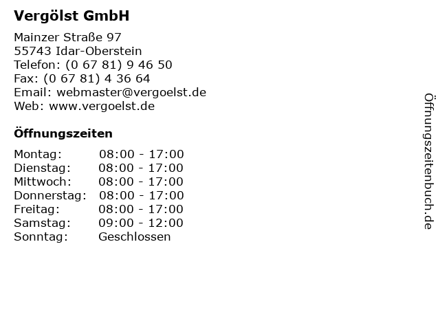 Vergölst GmbH in Idar-Oberstein: Adresse und Öffnungszeiten