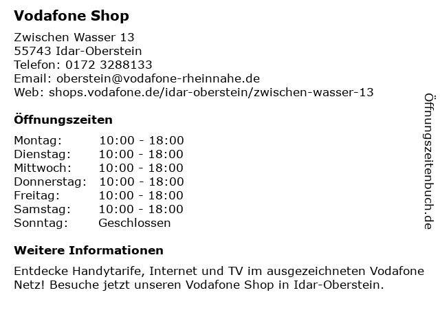 Vodafone Shop in Idar-Oberstein: Adresse und Öffnungszeiten