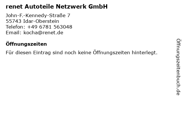 renet Autoteile Netzwerk GmbH in Idar-Oberstein: Adresse und Öffnungszeiten