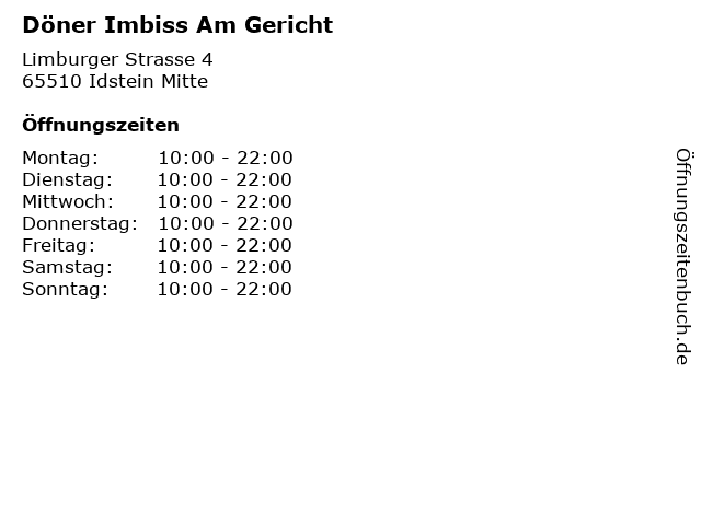 Döner Imbiss Am Gericht in Idstein Mitte: Adresse und Öffnungszeiten