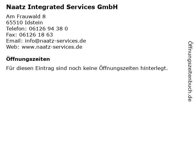 Naatz Integrated Services GmbH in Idstein: Adresse und Öffnungszeiten