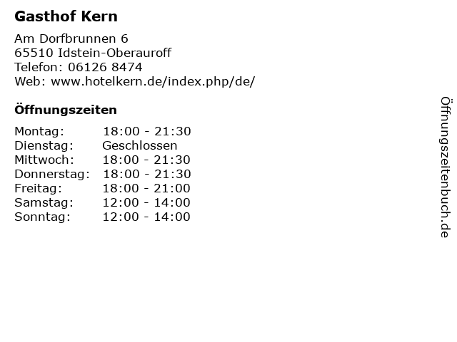 Gasthof Kern in Idstein-Oberauroff: Adresse und Öffnungszeiten