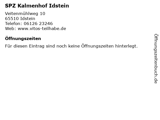 SPZ Kalmenhof Idstein in Idstein: Adresse und Öffnungszeiten