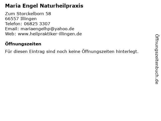 Maria Engel Naturheilpraxis in Illingen: Adresse und Öffnungszeiten