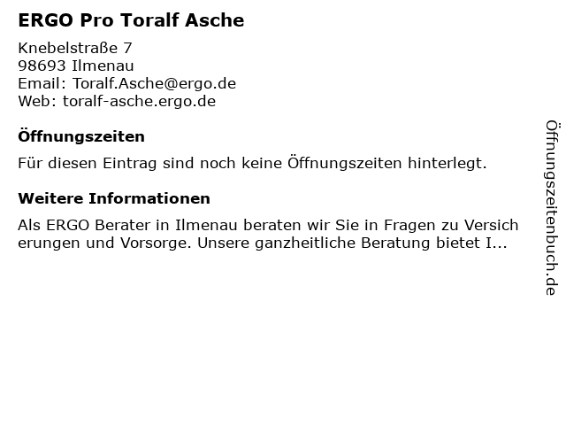 ERGO Pro Toralf Asche in Ilmenau: Adresse und Öffnungszeiten