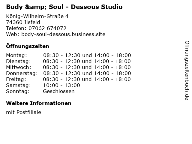 Body & Soul - Dessous Studio in Ilsfeld: Adresse und Öffnungszeiten