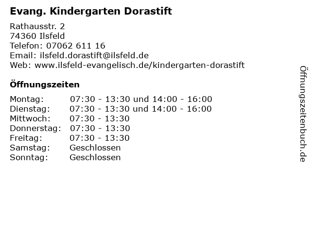 Evang. Kindergarten Dorastift in Ilsfeld: Adresse und Öffnungszeiten