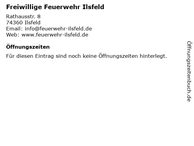 Freiwillige Feuerwehr Ilsfeld in Ilsfeld: Adresse und Öffnungszeiten