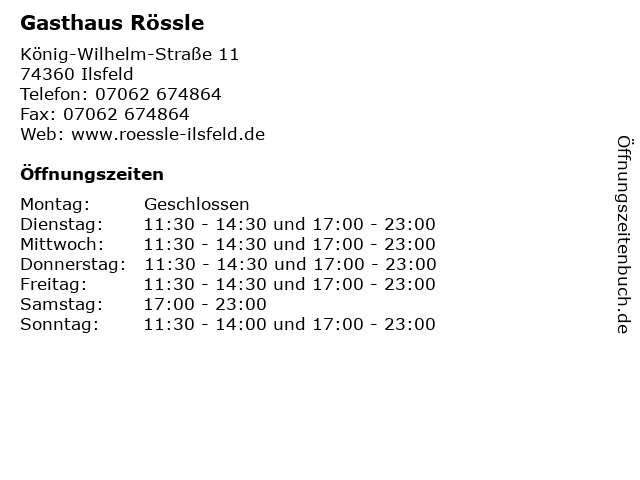 Gasthaus Rössle in Ilsfeld: Adresse und Öffnungszeiten