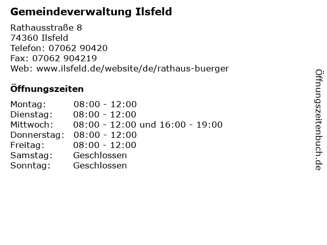 Gemeindeverwaltung Ilsfeld in Ilsfeld: Adresse und Öffnungszeiten