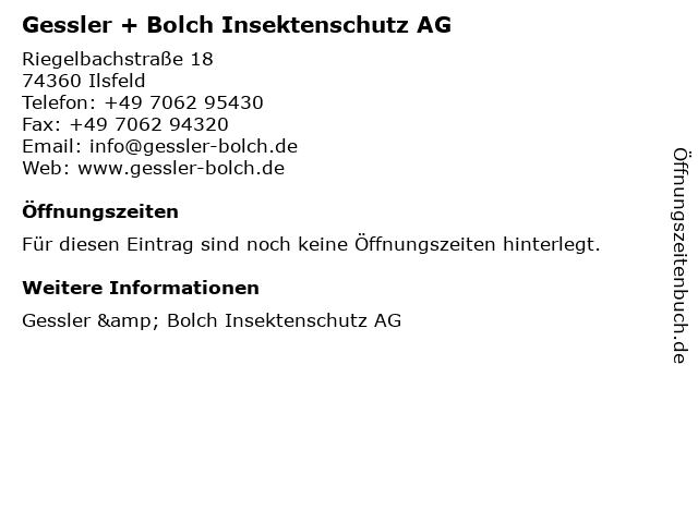 Gessler + Bolch Insektenschutz AG in Ilsfeld: Adresse und Öffnungszeiten