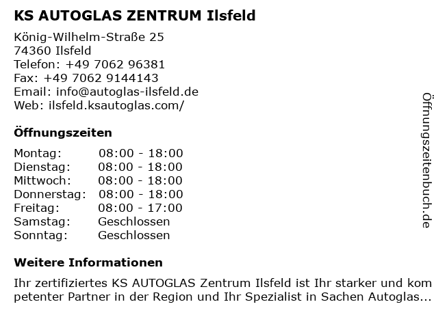 KS AUTOGLAS ZENTRUM Ilsfeld in Ilsfeld: Adresse und Öffnungszeiten