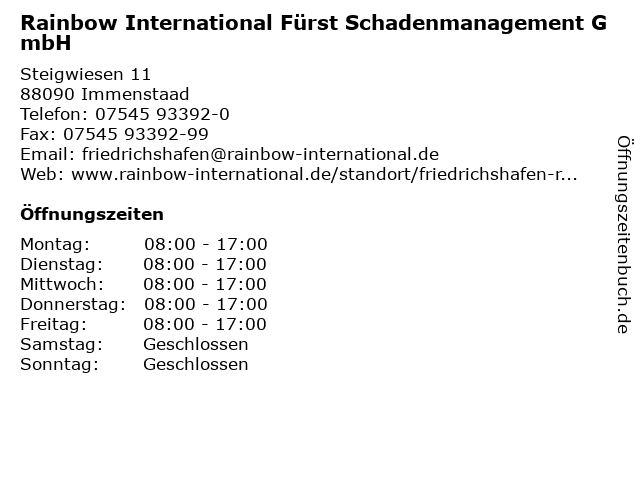 Rainbow International Fürst Schadenmanagement GmbH in Immenstaad: Adresse und Öffnungszeiten