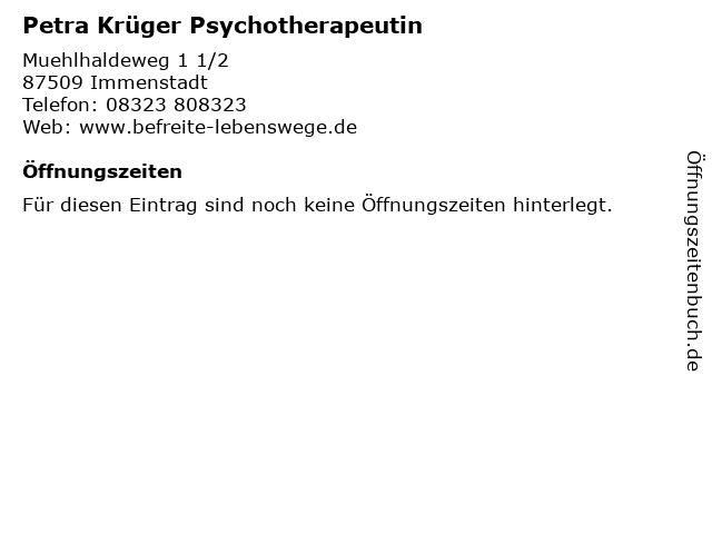 Petra Krüger Psychotherapeutin in Immenstadt: Adresse und Öffnungszeiten