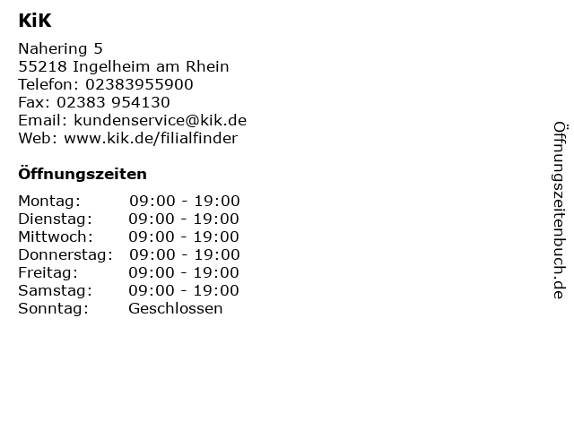 KiK in Ingelheim am Rhein: Adresse und Öffnungszeiten