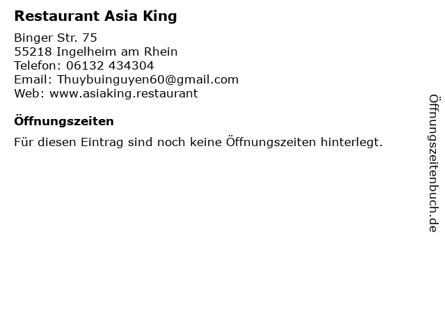 Restaurant Asia King in Ingelheim am Rhein: Adresse und Öffnungszeiten