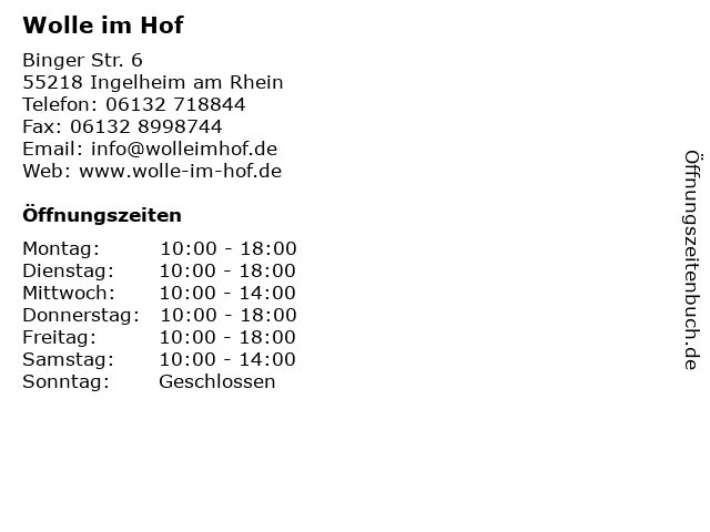 Wolle im Hof in Ingelheim am Rhein: Adresse und Öffnungszeiten