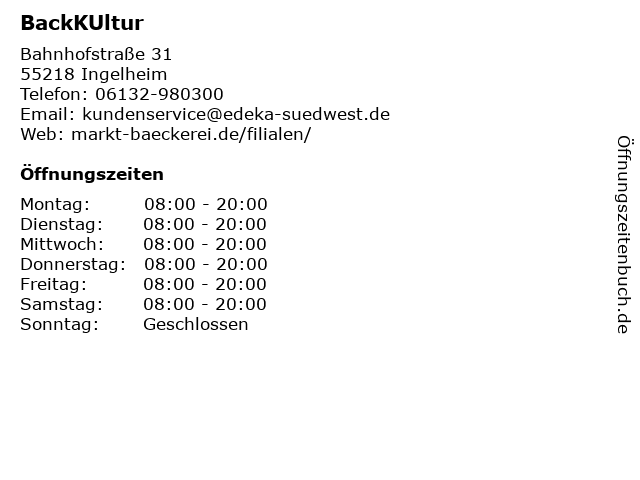 BackKUltur in Ingelheim: Adresse und Öffnungszeiten