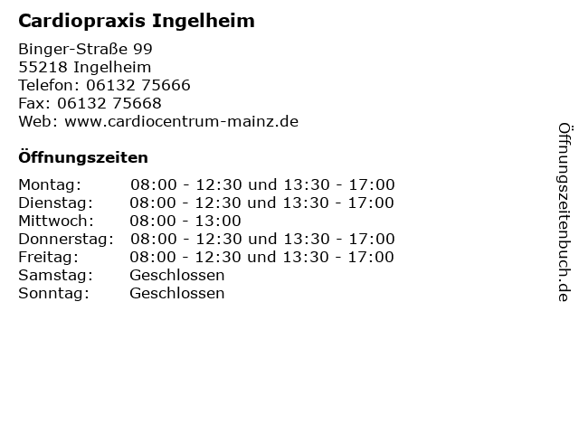 Cardiopraxis Ingelheim in Ingelheim: Adresse und Öffnungszeiten