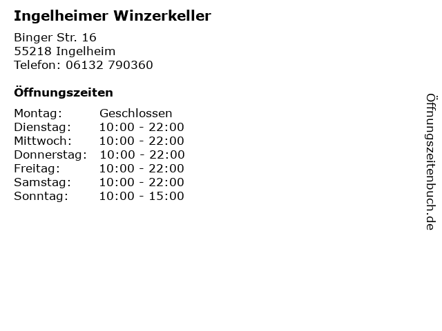 Ingelheimer Winzerkeller in Ingelheim: Adresse und Öffnungszeiten