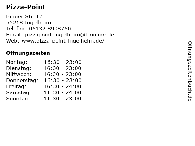 Pizza-Point in Ingelheim: Adresse und Öffnungszeiten