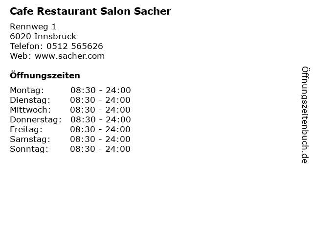 Cafe Restaurant Salon Sacher in Innsbruck: Adresse und Öffnungszeiten